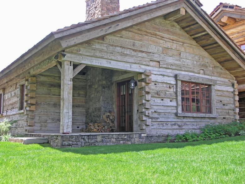 Hand-Hewn Timbers Stacked with Dove-Tail Joints